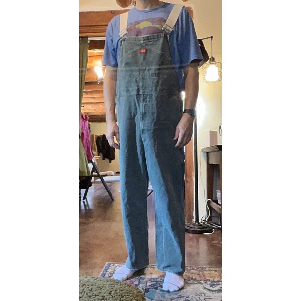 Dickies Coveralls Overalls Green Wash Denim Workwear Painter Bob Pocket XL